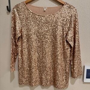 J. Crew Sequin Boatneck Top